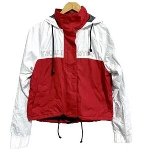 Hollister Red White Windbreaker jacket women’s size XS